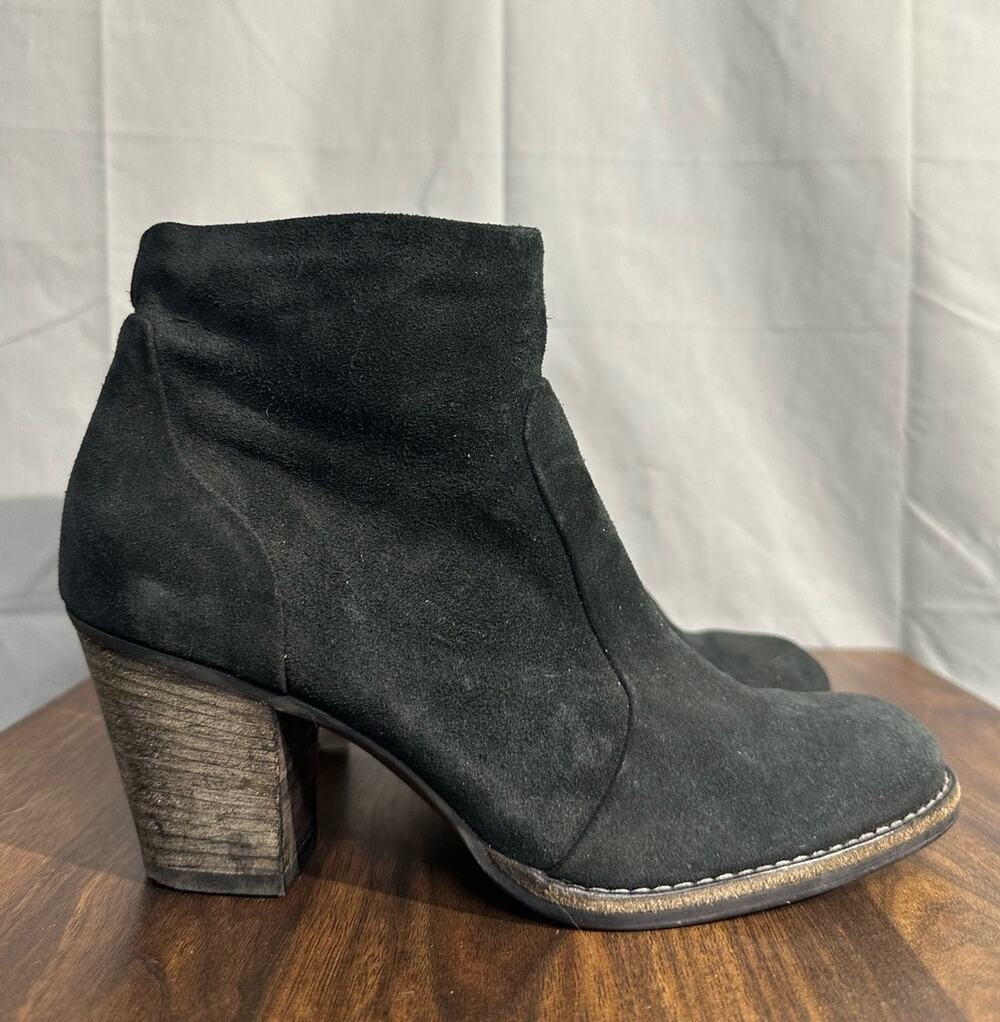 Paul Green Boots Womens US 6.5 Black Suede Ankle Booties Block Heel Zip Comfort
